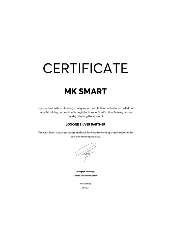 Loxone Certificat