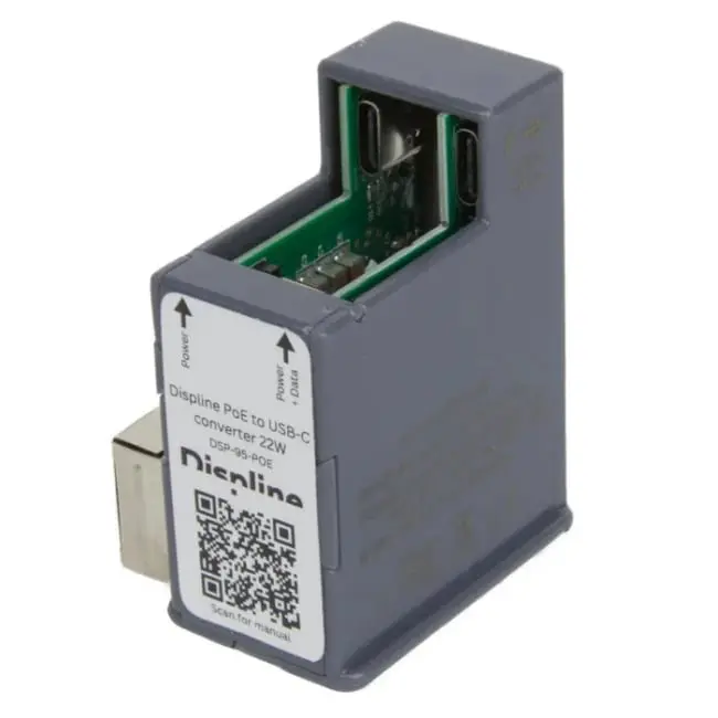 [DSP-95-POE] CONVERTER DISPLINE PoE TO USB-C POWER + DATA / 22W